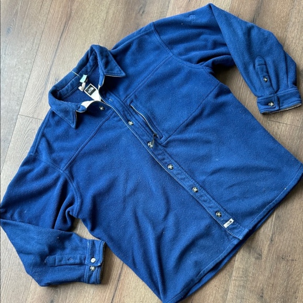 The North Face Vintage  Blue Button-Up Fleece Shirt ! Large